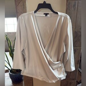 Ann Taylor Wrap Blouse with 3/4 sleeves White XXL